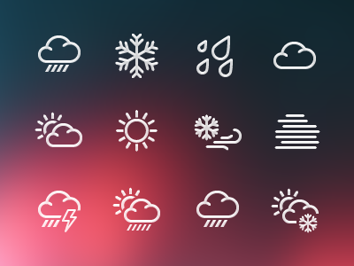 Weather Icons clean climacon climate cloud hot icons lightning rain simple snow sun temperature thunder ui weather