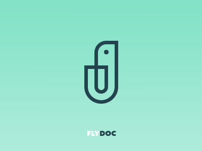 FLYDOC Logo attachment bird character clean clever clip document fly glyph icon iconography line line art logo mark mascot minimal minimalism one line paper clip pictogram stroke vector wire