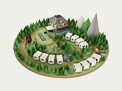 Le Bivouac Camping 3d camping cinema4d city flat game isometric render
