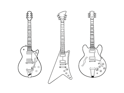 Set of guitars - 2 details guitars illustrator vector