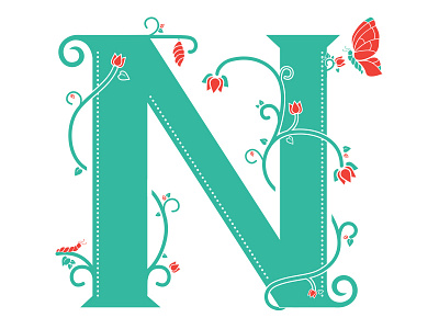 N butterfly creative market cycle illustration lettering n narrative