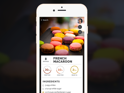Recipe App (WIP) app cooking food macarons mobile recipe ui ux