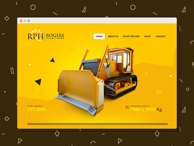 Rogers construction dozer heavy machinery ui ux web yellow