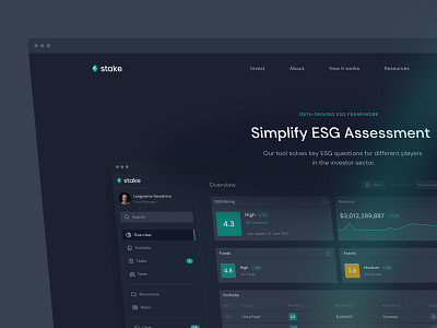 Product page for the ESG dashboard concept app dashboard design ui