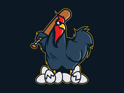Rooster Bullets animal baseball branding design flat icon illustrator logo sports vector
