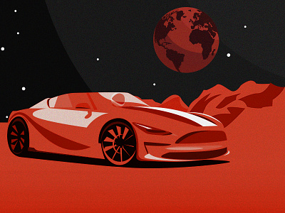 Cars on Mars cars falcon heavy illustration mars retro space spacex starman tesla