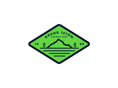 Grand Teton National Park Badge badge flat grand teton hike logo mountains national parks patch simple trees