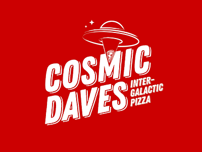 Space Pizza Logo aliens earth flying saucer icon invaders italian logo mars new york pizza red space