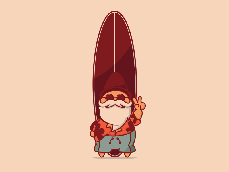Surfin Gnome sunglasses beard cute illustration beach waves good vibes chill surfing hawaii surf