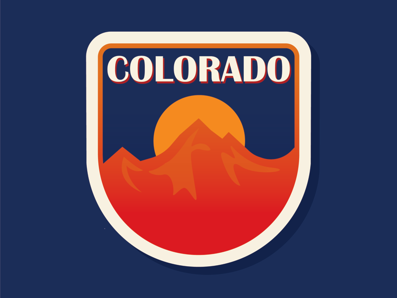 50 States | Colorado vector colorful logo badge patch sunset rocky mountains mountains colorado