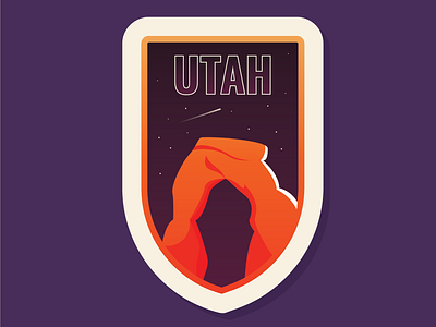 50 States | Utah arches badge colorful icon logo national park night patch sky stars utah vector