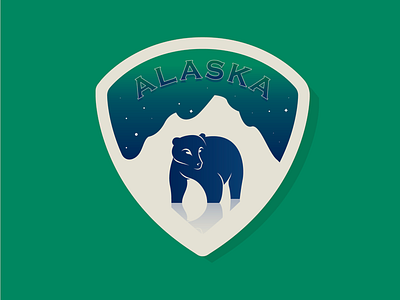 50 States | Alaska alaska badge bear branding icon illustration kodiak logo mountains patch simple vector