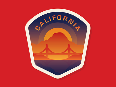 50 States | California badge branding california design icon illustration logo patch san francisco sunrise vector yosemite