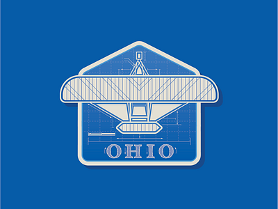 50 States | Ohio aviation badge branding design flat flight icon illustration logo ohio patch vector