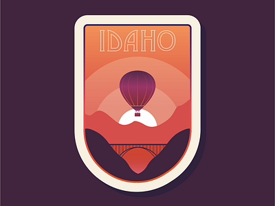 50 States | Idaho america badge branding flat hot air balloon icon idaho logo patch simple sunrise sunset vector