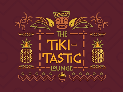 The Tiki-Tastic lounge beach flat hawaii hawaiian ice cream icon illustration logo palm trees pineapple tiki vector