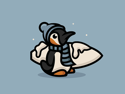 Surfing Penguin animal animals branding character christmas cold cute design logo mascot penguin snow surf