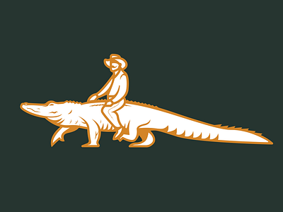 Man Riding Gator adventure alligator branding cowboy design florida heat icon logo salsa walking