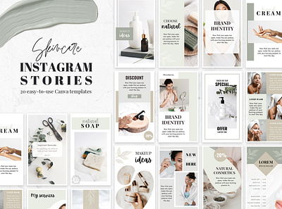 Skincare Instagram Stories branding canva canva instagram canva templates instagram instagram story instagram templates social media