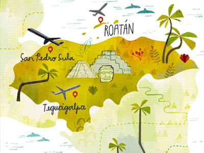 Airways Mag design editorial illustration lettering map