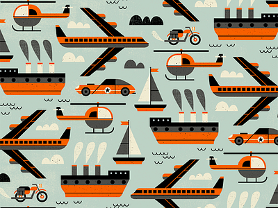 Transportation Pattern car helicopter jet motorcycle pattern sailboat ship transportation