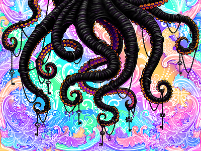 Pastel and Black Octopus design illustration