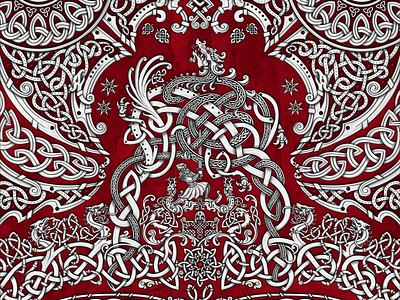 Sigurd kills Fafnir, Norse Art Style Design design illustration vector