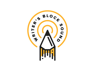 Writer's Block Sound Brand Design author badge icon illustration logo music pencil simple studio vector writer yellow