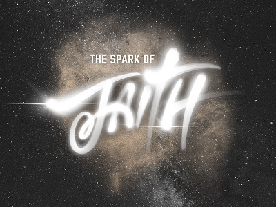The Spark Of Faith book design brand design flare glow lettering light nebula shimmer spark