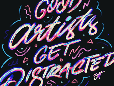 Get distracted today. design hand lettering ipad lettering lettering procreate texture typography
