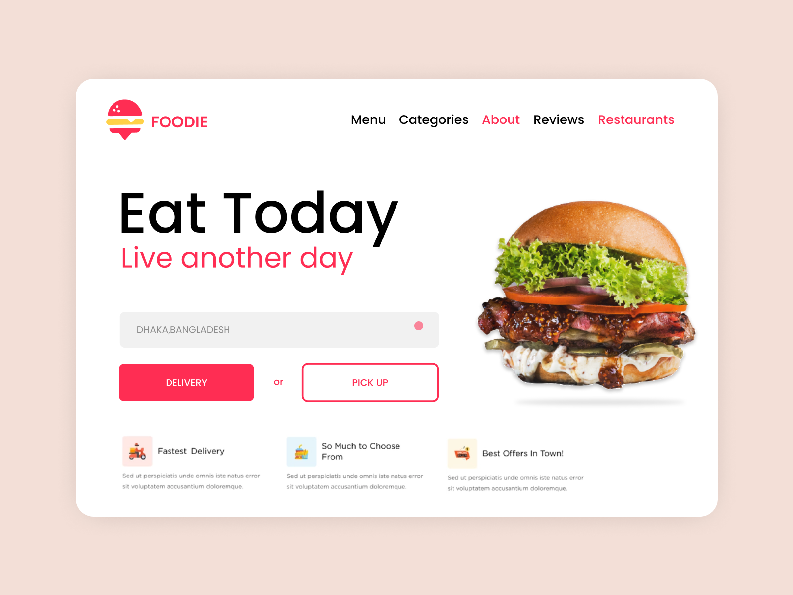 Brutal food website. Plateji web Page Design. Online application web Design.