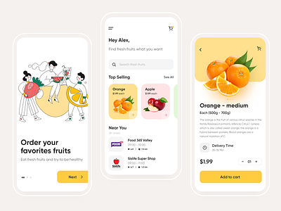 Groceries Shopping - Mobile App 2020 trend app application design e commerce food and drink food app fruit grocery app grocery online grocery store illustraion mobile app shop shopping app store ui user experience user interface ux