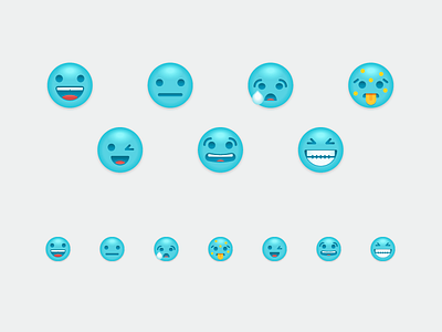 Emojis grinning happy ill sad scared winking