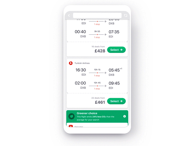 Flights emission badging