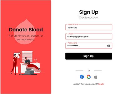 Donate Blood App | Daily UI Challenge #001 (Sign up Page)