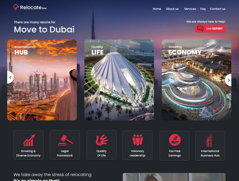 Relocate Dubai UI Concept by Dhanesh on Dribbble