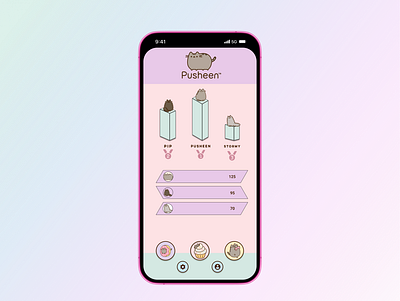 Daily UI #019 - Leaderboard (Pusheen Game) anime cat children cute daily ui game gamification illustration kawaii leaderboard light ui pastel pastel ui pusheen ui design