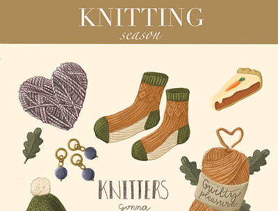 Knitter stickers graphic design illustration knitting sticker