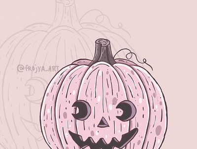 pink pumpkin halloween illustration pumpkin spooky