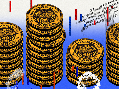 까치와 호랑이 코인(Magpie and Tiger coins) design graphic design illustration