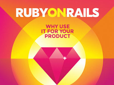 Ruby On Rails design diamond flat gradient illustration pink rails ruby ruby on rails typography