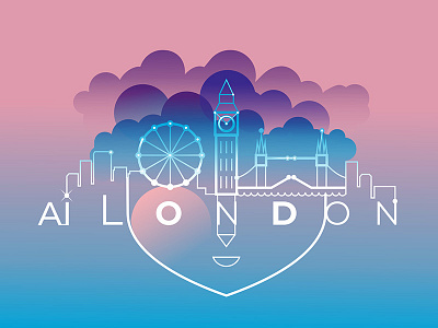 AI London ai app artificial intelligence city design face flat lines london mobile vector web