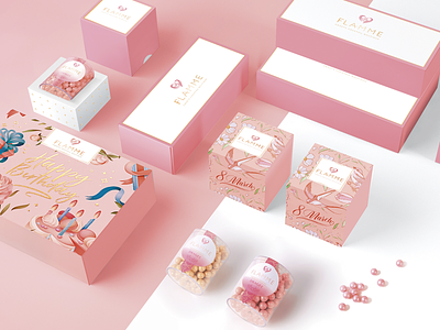 Flamme illustration minimalism package pink sweets