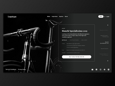 Bike Store Concept app design bike dark ui ecommerce eshop graphic design racer store ui ui design uiux ux webdesign website