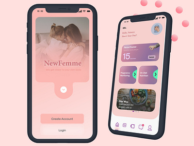 NewFemme - Menstruation Tracking App backend branding design graphic design illustration logo period provider purple ui vector women