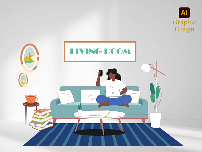 Illustration/Living room illustration Graphic design