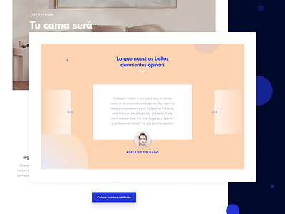 Mattress site ecommerce homepage testimonial ui