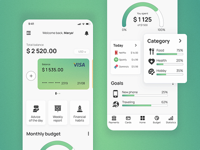 Walt - Financial Management App app banking designinsperation finance financial fintech flat graphic design management minimal mobile ui ux webdesign