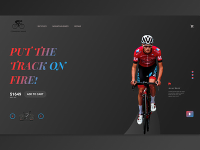 Bicycle landing page app design graphic design ui