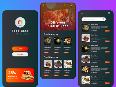Food mobile app app design graphic design ui